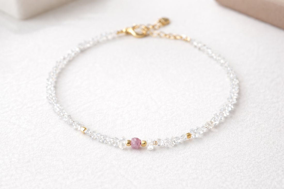 Horský křišťál a růžový diamant 