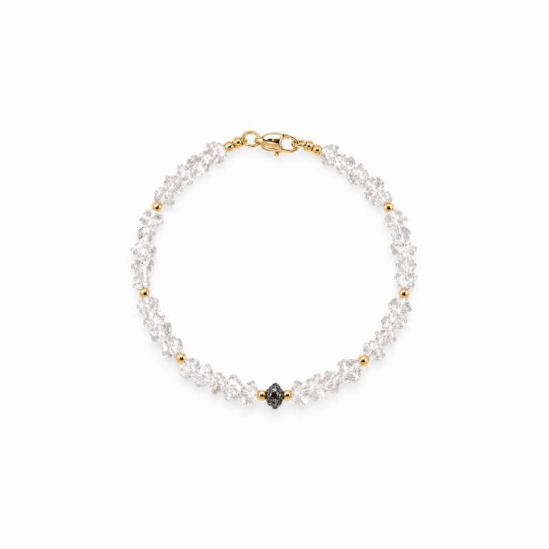 Horský křišťál a černý surový diamant